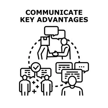People communicating key advantages and business solutions Stock Illustration
