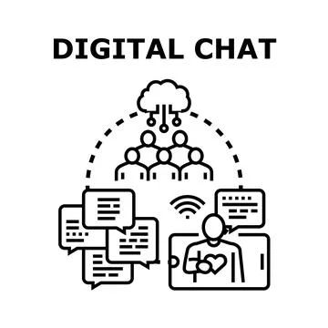 People communicating online using digital chat services Stock Illustration