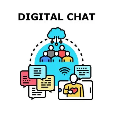 People communicating online using digital chat services Stock Illustration