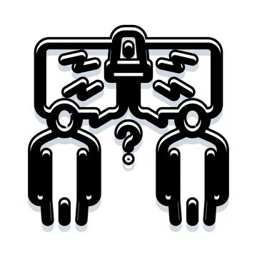 People communicating with a problem and question mark Stock Illustration