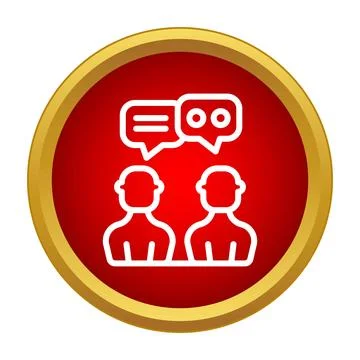 People communicating with speech bubbles inside red circle Stock Illustration