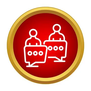 People communicating with speech bubbles on red icon Stock Illustration