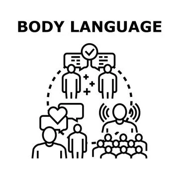People communicating using body language, sharing thoughts, and understanding Stock Illustration