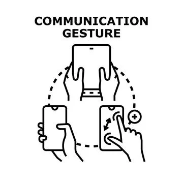 People communicating using mobile devices and gestures Illustrazione stock