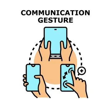 People communicating using mobile devices and gestures Stock Illustration
