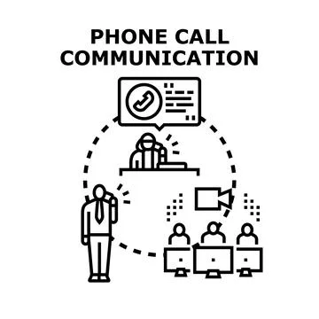 People communicating using phone calls and online meeting Stock Illustration