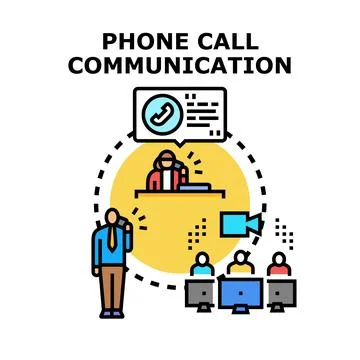People communicating using phone calls and online meeting Stock Illustration