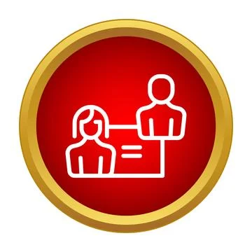 People communication relationship icon on red button Stock Illustration