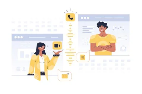 People communication in windows Stock Illustration