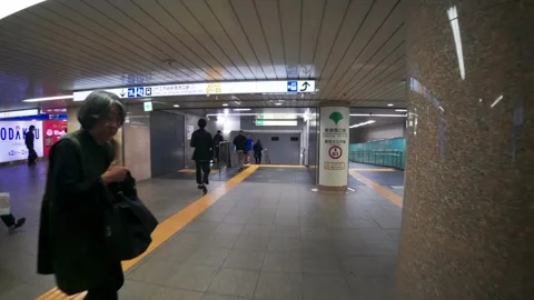 People commuting and walking through a modern underground metro station Stock Footage 330007650
