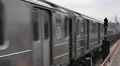 People Commuting Commuters Subway Passing Queens New York City Skyline Railway HD Footage