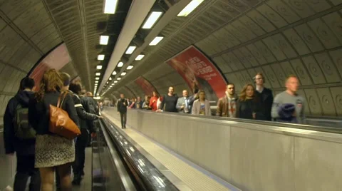 People commuting on the London underground Stock Footage 57196611