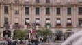 People Commuting Pedestrians Walk Karlstor Fountain Karlsplatz Stachus Munich HD Footage