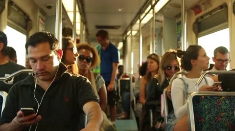 People commuting on a train Stock Footage 67639189