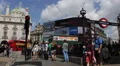 People Commuting Underground Station Exit Piccadilly Circus London Landmark DOOH HD Footage