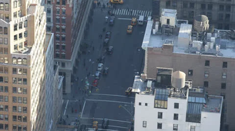 People Commuting Work Home NYC Aerial View Crosswalk New York City, Fifth Avenue Stock Footage 24706342