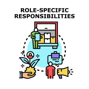 People completing various tasks reflecting specific job responsibilities Stock Illustration