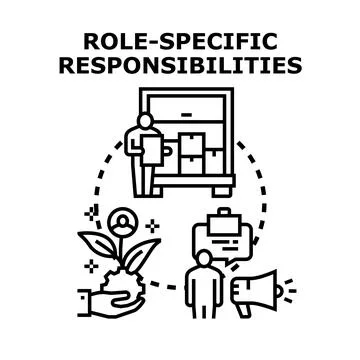 People completing various tasks reflecting specific job responsibilities Stock Illustration