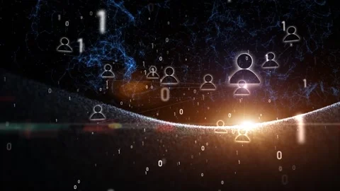 People computer cyberspace space network with glow shining star Stock Footage 332813183