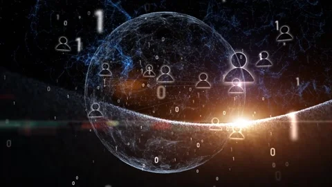 People computer cyberspace space network with 3d sphere animation Stock Footage 337966693