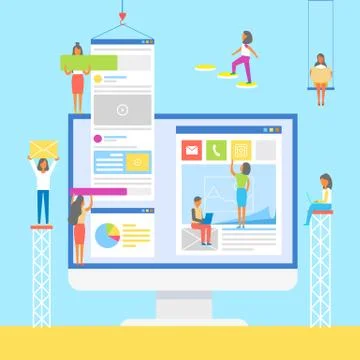 People Computer Developers Vector Illustration Stock Illustration