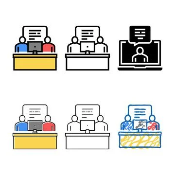 People concepts chatting computer messager color icon vector 스톡 일러스트