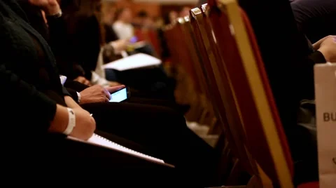 People at a conference or presentation, workshop, master class - notebooks in Stock Footage