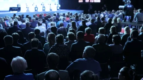 People at a conference or presentation, workshop, master class photograph. Back Stock Footage 80786765