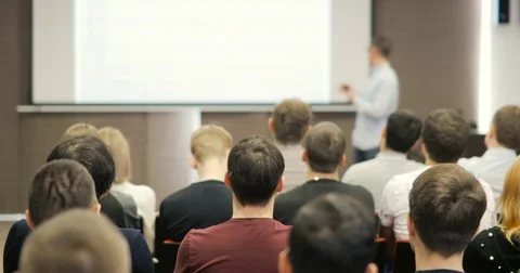 People at a conference or presentation, workshop, master class photograph Stock Footage 85434320