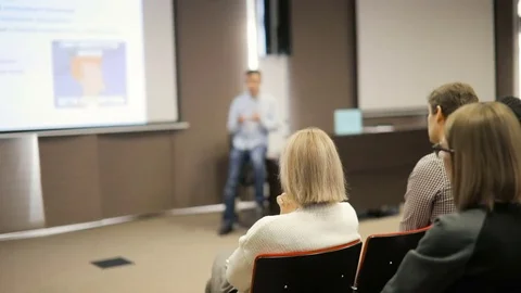 People at a conference or presentation, workshop, master class photograph Stock Footage 85435730