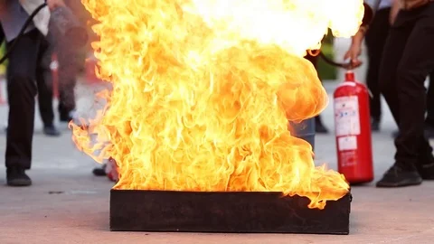 People in the conflagration preventive extinguisher program Stock Footage 76237150