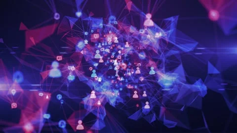 People connected online through technology data sharing animation Stock Footage 315485707