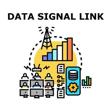 People connecting to data signal link network Stock Illustration
