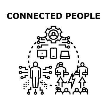 People connecting globally through digital technology network Stock Illustration
