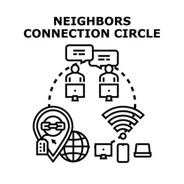 People connecting in local digital network circle Stock Illustration