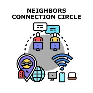 People connecting in local digital network circle Stock Illustration
