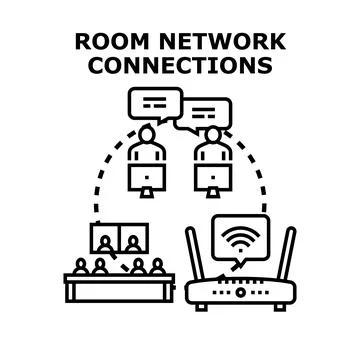 People connecting online through network and video conference Stock Illustration