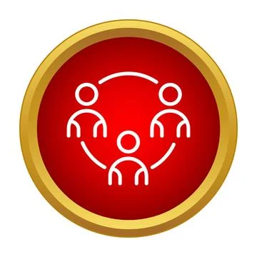 People connecting on a red round button icon Stock Illustration