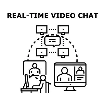 People connecting remotely using real time video chat Stock Illustration