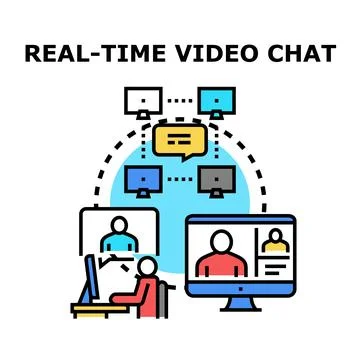 People connecting remotely using real time video chat Stock Illustration