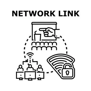 People connecting to secure network link Stock Illustration