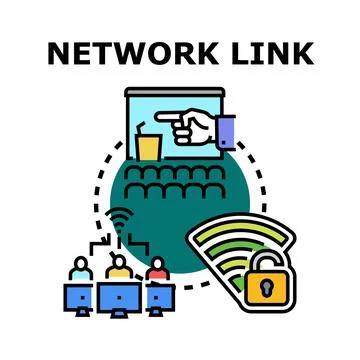 People connecting to secure network link Stock Illustration