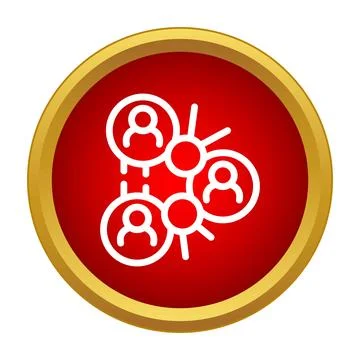 People connecting on social network red button icon Stock Illustration