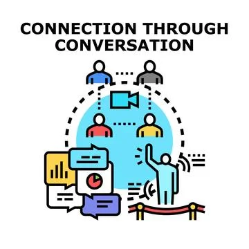 People connecting through virtual conversation and online communication Stock Illustration