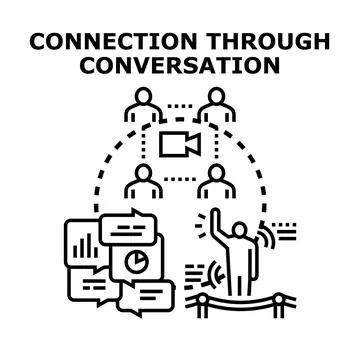 People connecting through virtual conversation and online communication Stock Illustration