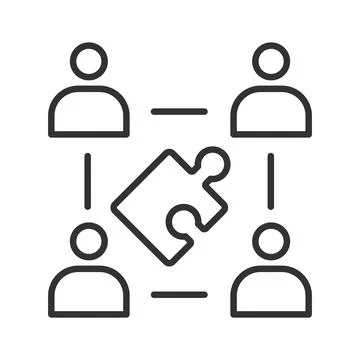 People connection and problem solving icon in line design. Connection Stock Illustration