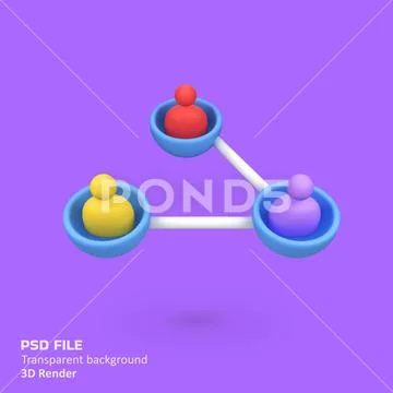 People connection isolated 3d render icon illustration PSD Template