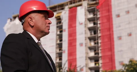 People Construct Supervisor Inspect Construction Site Building Manager Looking 스톡 동영상 55015910