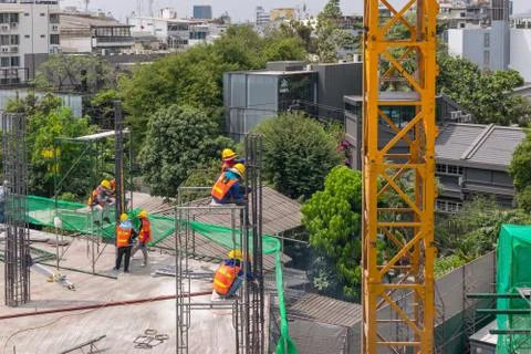 People construction worker at construction site Foto stock