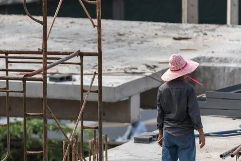 People construction worker at construction site Foto stock